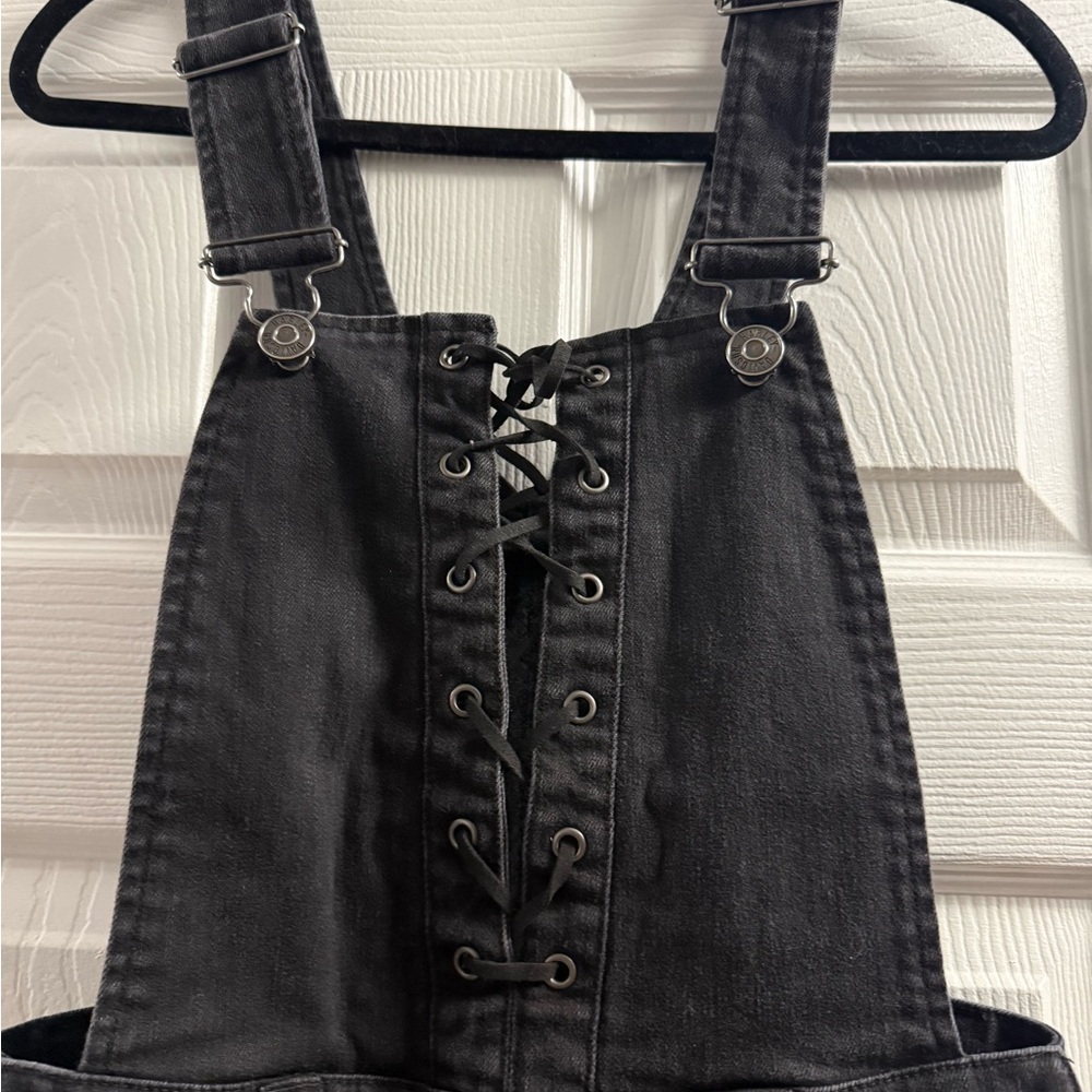 Harley-Davidson Overalls Womens 29 Black Lace Corset Bib Slim Fit Faded - Picture 4 of 15